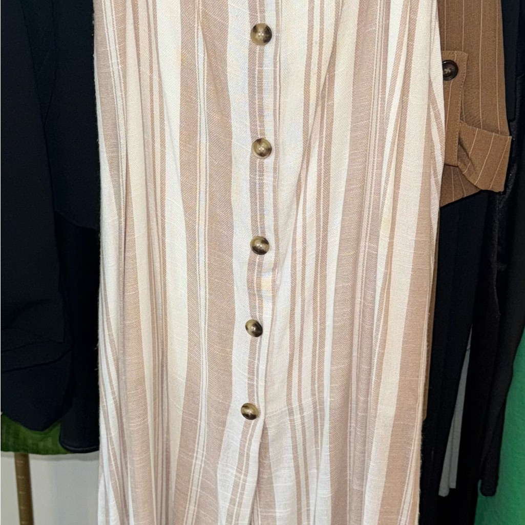 Boutique Coast Striped Button-Down Linen Dress
